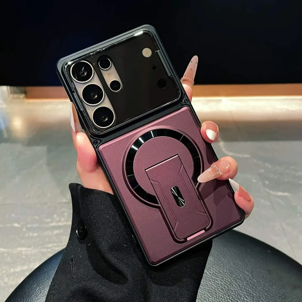 Luxury Invisible Kickstand Magnetic Case for Samsung Galaxy S26 S25 S24 S23 Ultra A57 A56 A37 A36 A17 A16 Lens Protection Cover