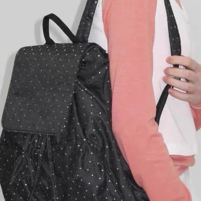 

2025 New Polka Dot Large Capaci Commuter Bapa Dstring Trendy Design Korean Sle Youth Polyester Material Zipper Clo...