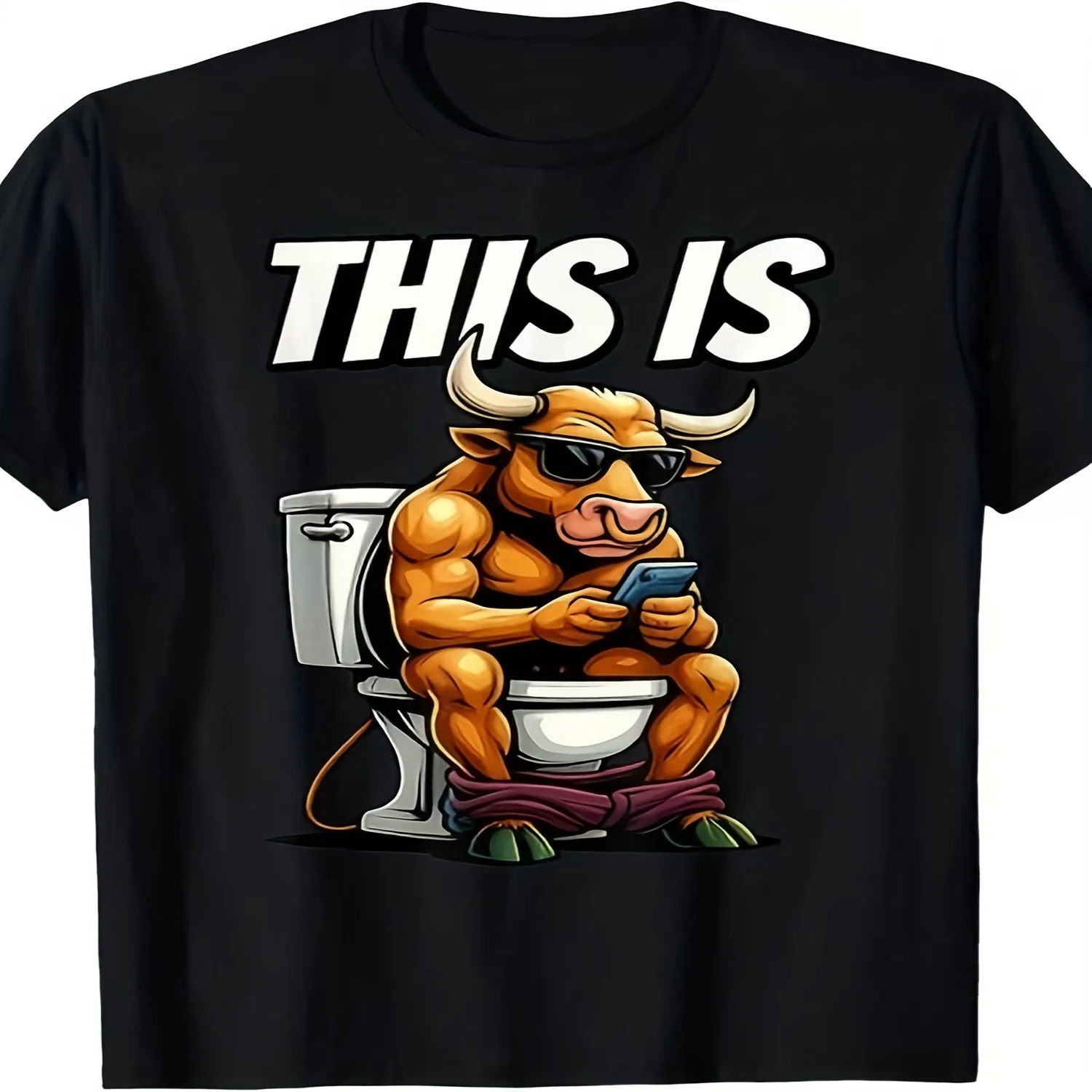 Funny Bull Slogan T-Shirt - _This Is Bull _ Vintage Humor Graphic Tee Suitable for Men Women, Soft Unisex Adult Shirt for Parties, Casual Wear, Themed Outfits - Comfortable Fit Bathroom Humor Ap Unisex T Shirt Gift For Her