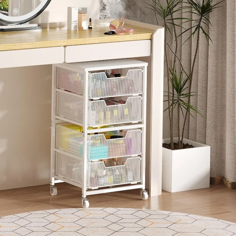 

Multifunctional Rolling Storage Cart, Large Capacity Shelving Trolley, Heavy Duty Utility Cart for Kitchen Bathroom Office