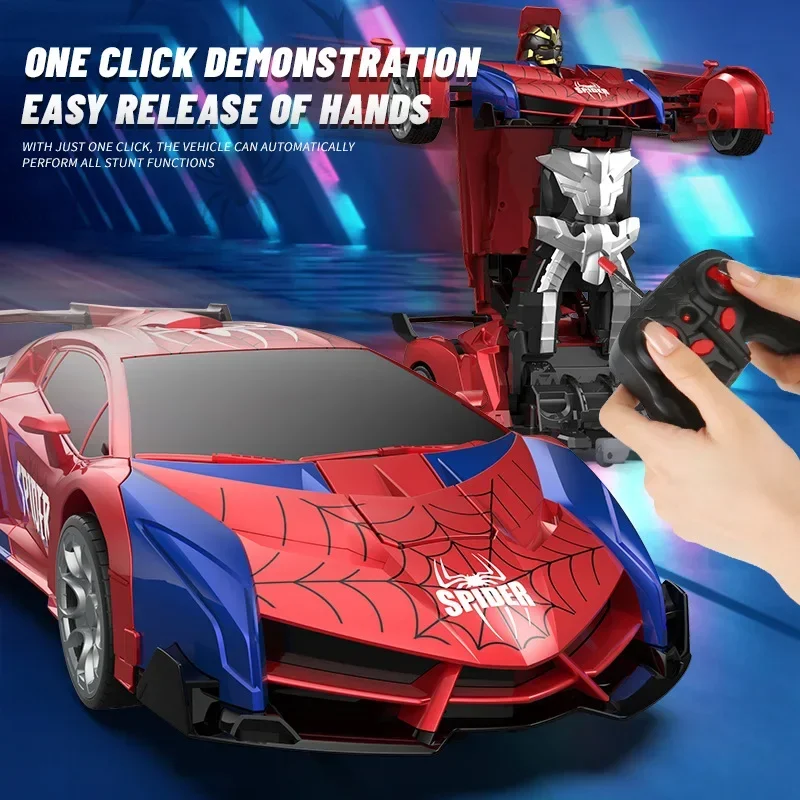 スパイダートランスフォーメーションロボットカー,リモコン,電気玩具,1:18,ワンクリック