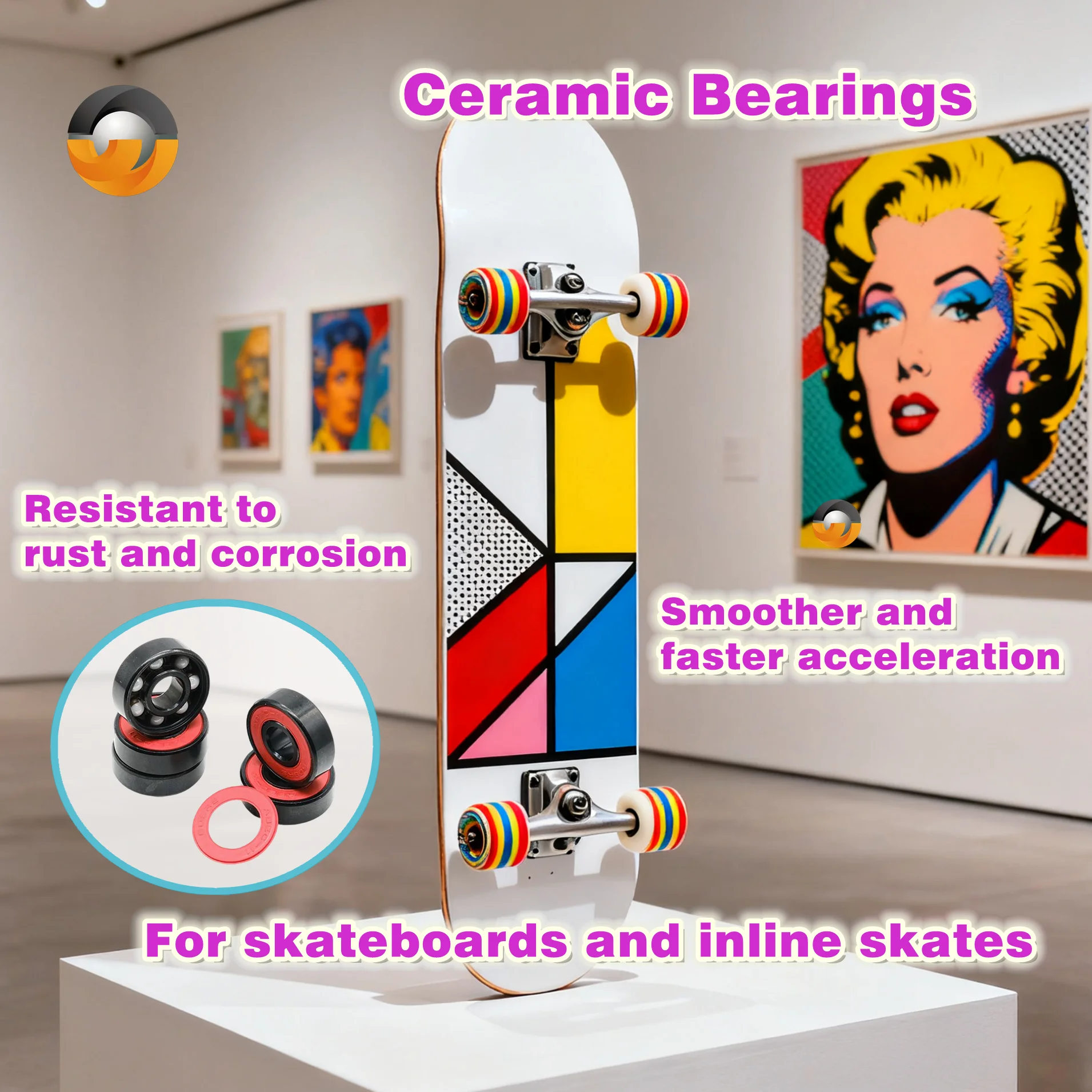 

8 шт. 608RSCB керамические подшипники для скейтбординга ABEC-11 8x22x7 мм герметичный гибридный керамический дизайн для максимальной скорости в скейтбордах и лонгбордах