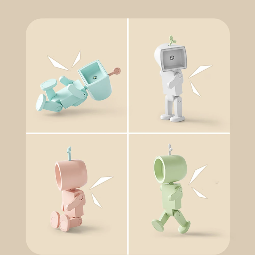 Mini luce notturna rimovibile Cartoon Cute Astronaut Robot illuminazione calda lampada da lettura comodino scrivania LED Light Home Decor Ornaments
