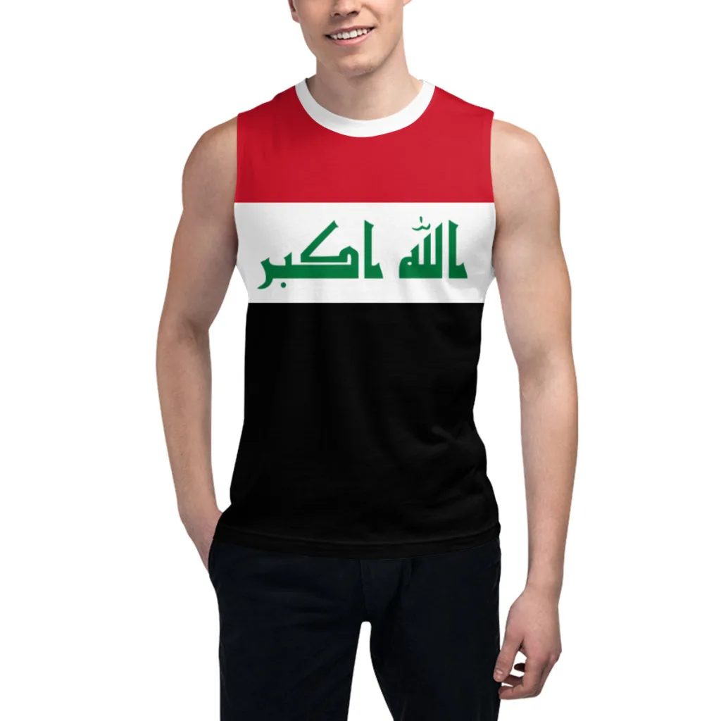 Sleeveless T-shirt Iraq Flag 3D Men's Boys Tshirt Gyms Tank Tops Fitness Joggers Basketball Training Vest