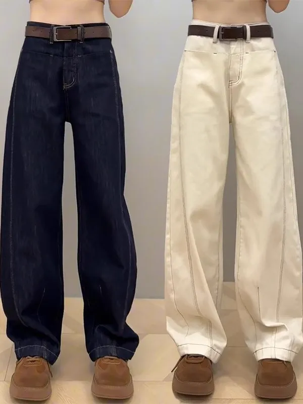 plus Size Straight Leg Denim Jeans Women Summer New Style Pear Shape Body Slimming Loose Wide Leg Knife Pants Casual High Wai...