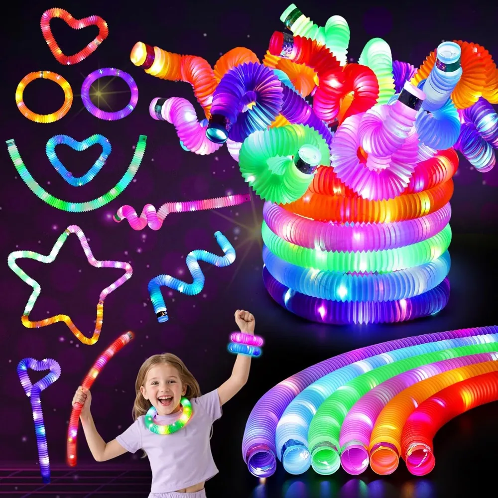 

12PCS Glow Sticks Party Favors for Kids, Christmas Rve Glow in the Dark New Years Rve Party Supplies, Light Up Pop Tub