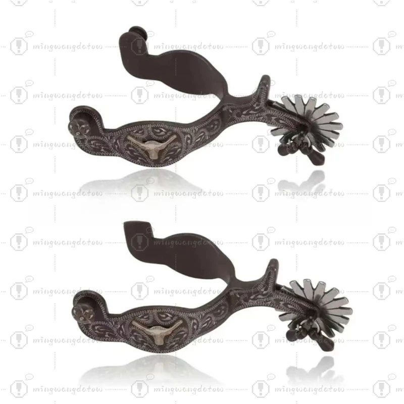 Professional Equestrian Supplies, Horse Riding Equipment Hand Carved Western Spurs, Classic Universal Western Spurs