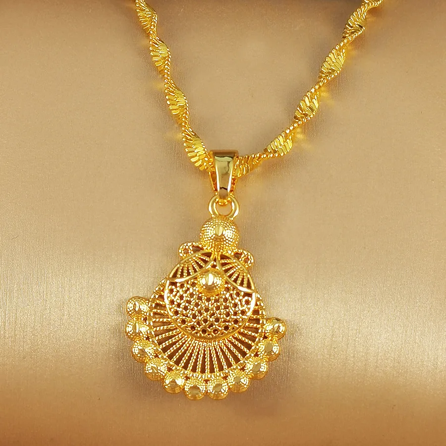 9999 gold Middle East fashion charm geometric set necklace for girls' earrings - jewelry for party gift