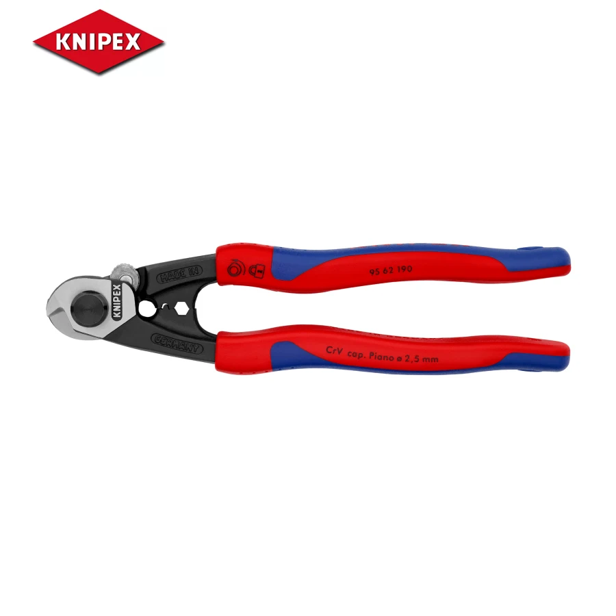 KNIPEX 95 62 190 Wire Rope Cutter Mutil-Combination Pliers with Tether Attachment Point Comfort Grip