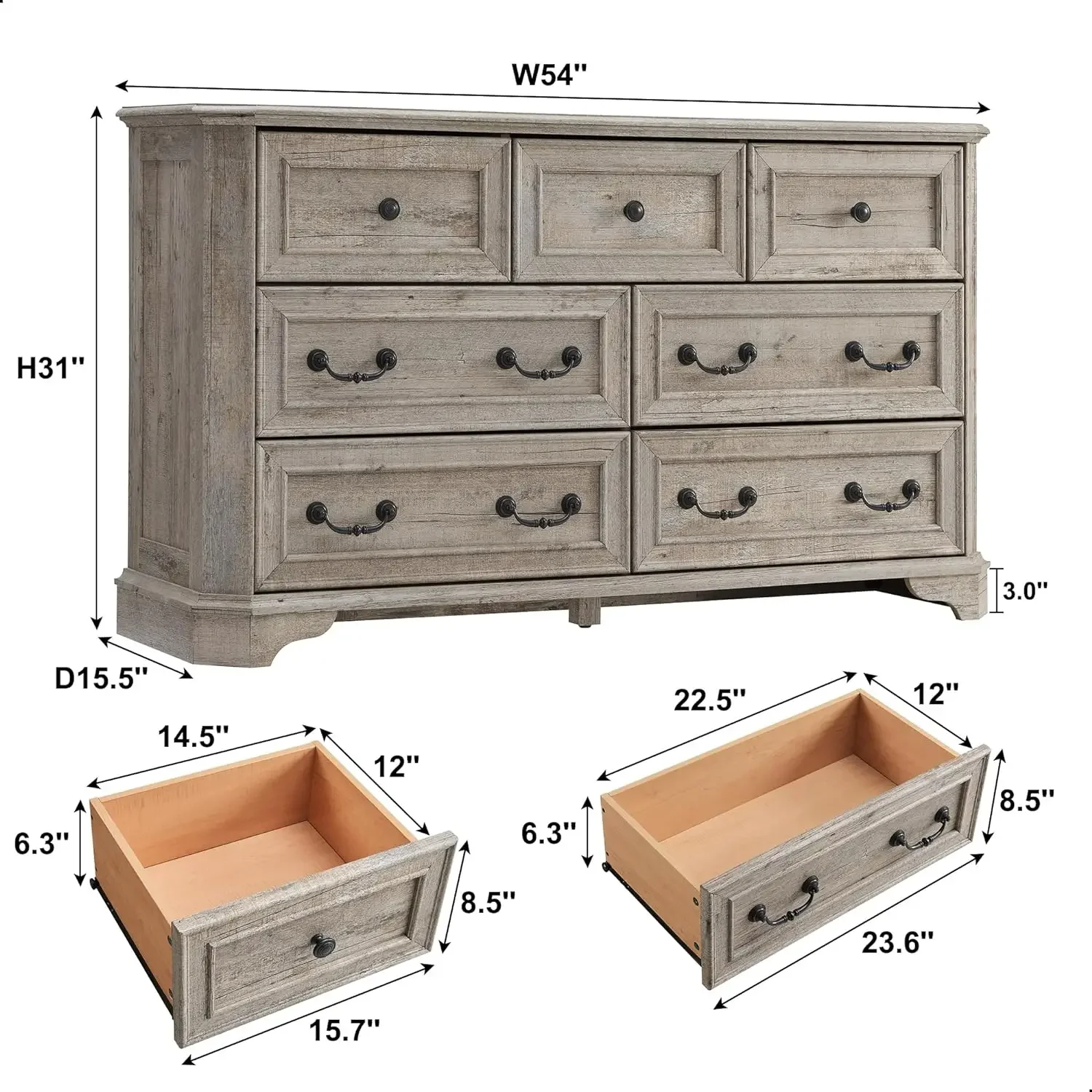 Cassettiera per cassettiera per camera da letto, cassettiera alta rustica, Organizer per comò per camera da letto, soggiorno, corridoio