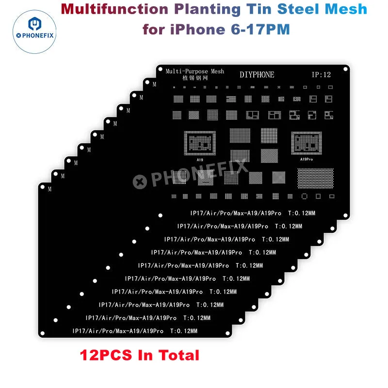 Black BGA Reballing Stencil Steel Mesh For iPhone 17 16 15 14 13 12 11 Pro MAX XS 8 7 6 CPU IC Chip Tin Plating Soldering Net