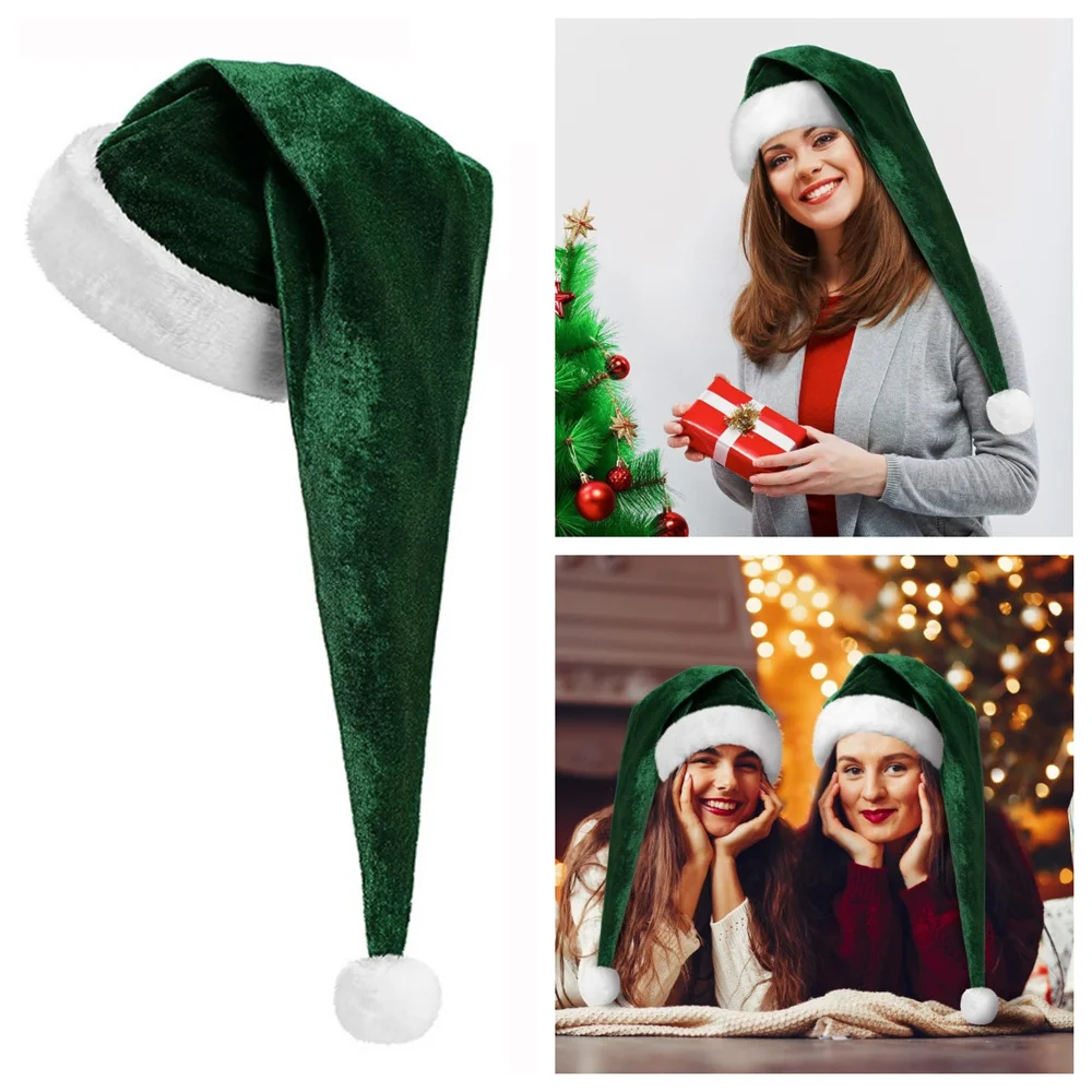 Long-Tail Santa Hat Comfortable Plush Red Party Hat Festive Holiday Hat for Winter Wear