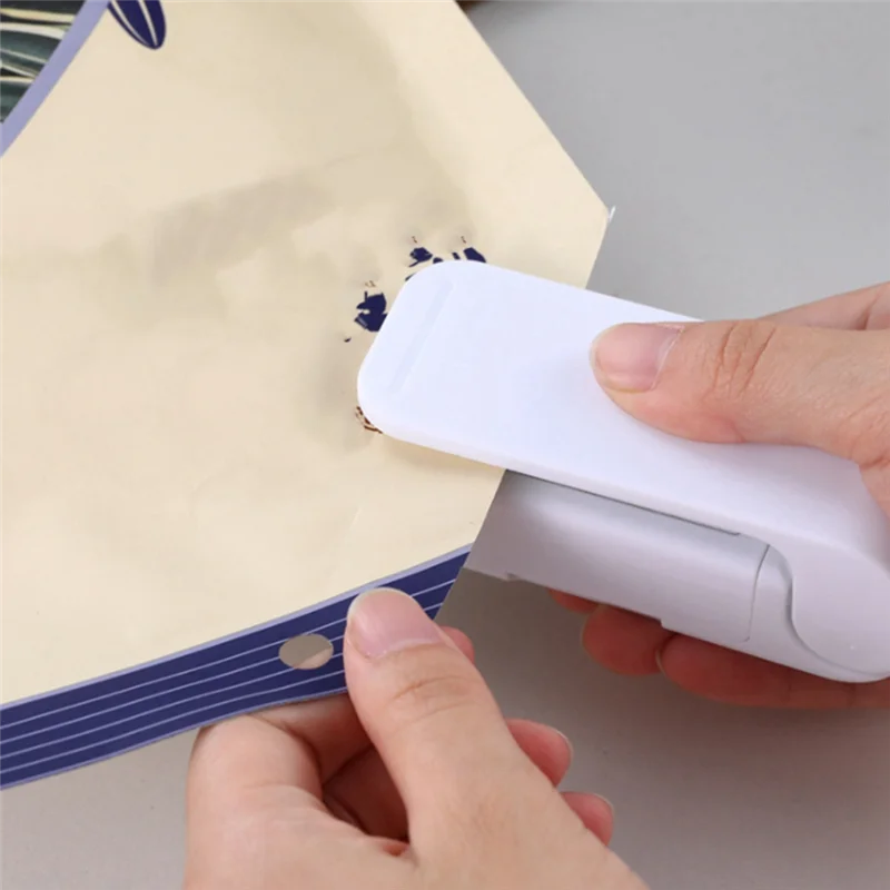 3X Sealer Plastic Package Storage Bag Mini Sealing Machine Handy Sticker and Seals White