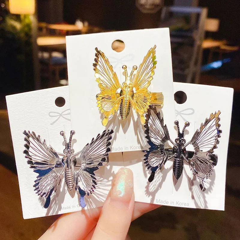 

New Movable Butterfly Hair Clips Women Fashion Metal Hollow Hairpin Side Princess Barrettes Girl Hair Accessories