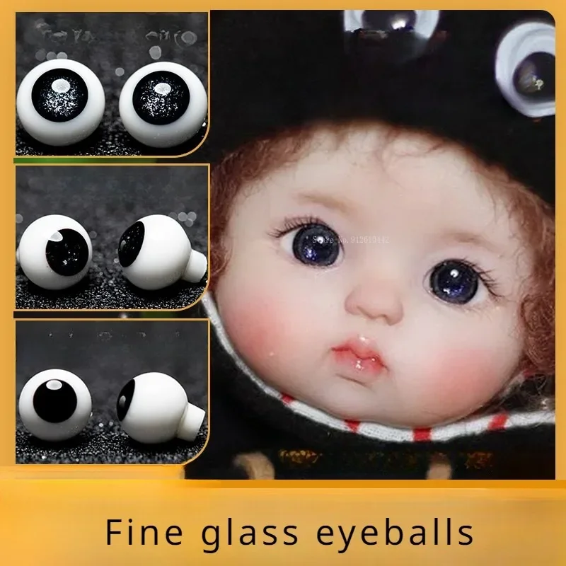 6mm/8mm Soft Taova Head Pure Round Movable Doll Glass Eyes DIY Polymer Clay Figure Animation Cartoon Character Simulation Eyes