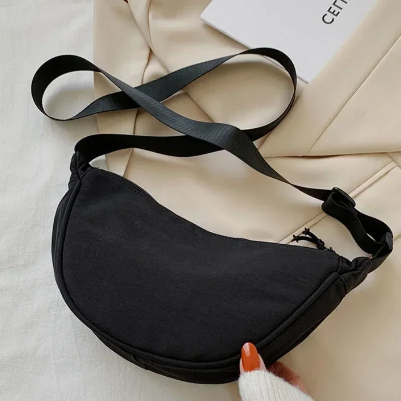 Casual Nylon Chest Hobo Crossbody Bag for Women 2024 Waist Half Moon Belt Bag Fanny Pack Shoulder Bags Tote Travel Shopper Bag