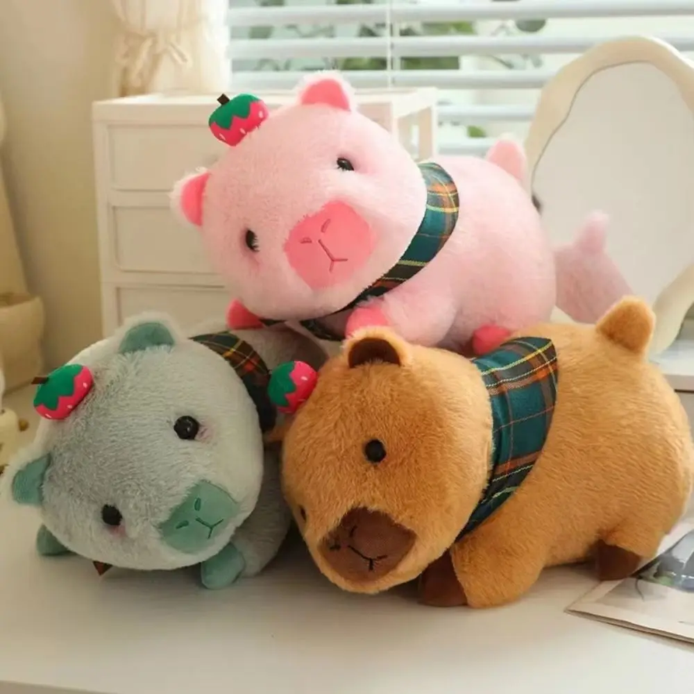 

Stretchable Capybara Plush Toy Strawberry Headwear Soft Simulation Capybara Toy PP Cotton Stuffed Stuffed Capybara Doll
