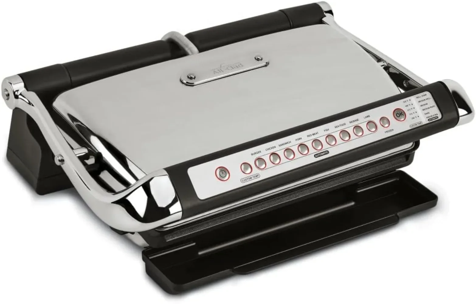 

All-Clad AutoSense Stainless Steel Indoor Grill, Panini Press XL Automatic Cooking 1800 Watts Smokeless, Removable Plates