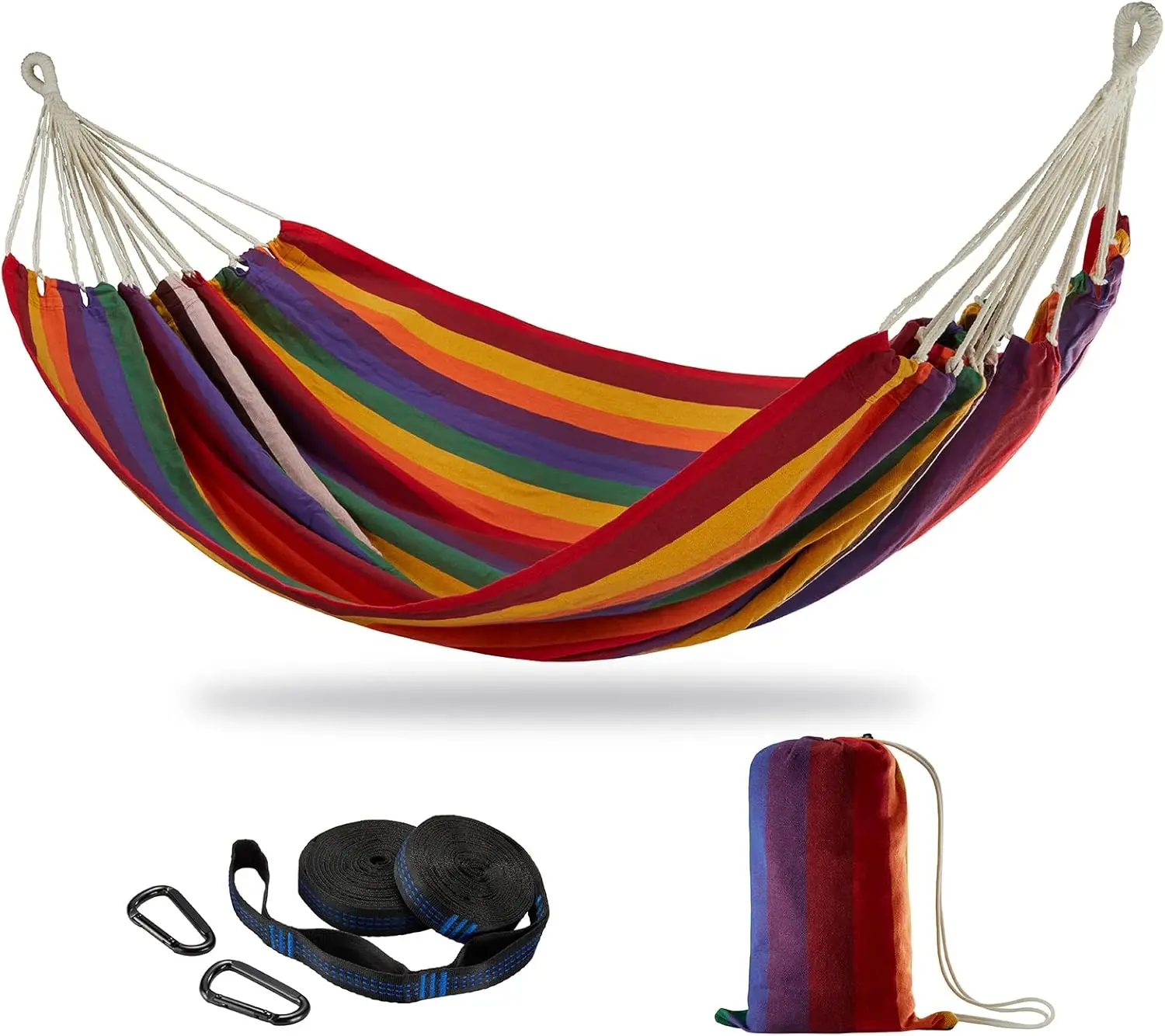 

Extra Large 240x160cm Double Hammock with Tree Straps, 450lbs Capacity, Soft Cotton Fabric for Backyard Patio Outdoor Indoor