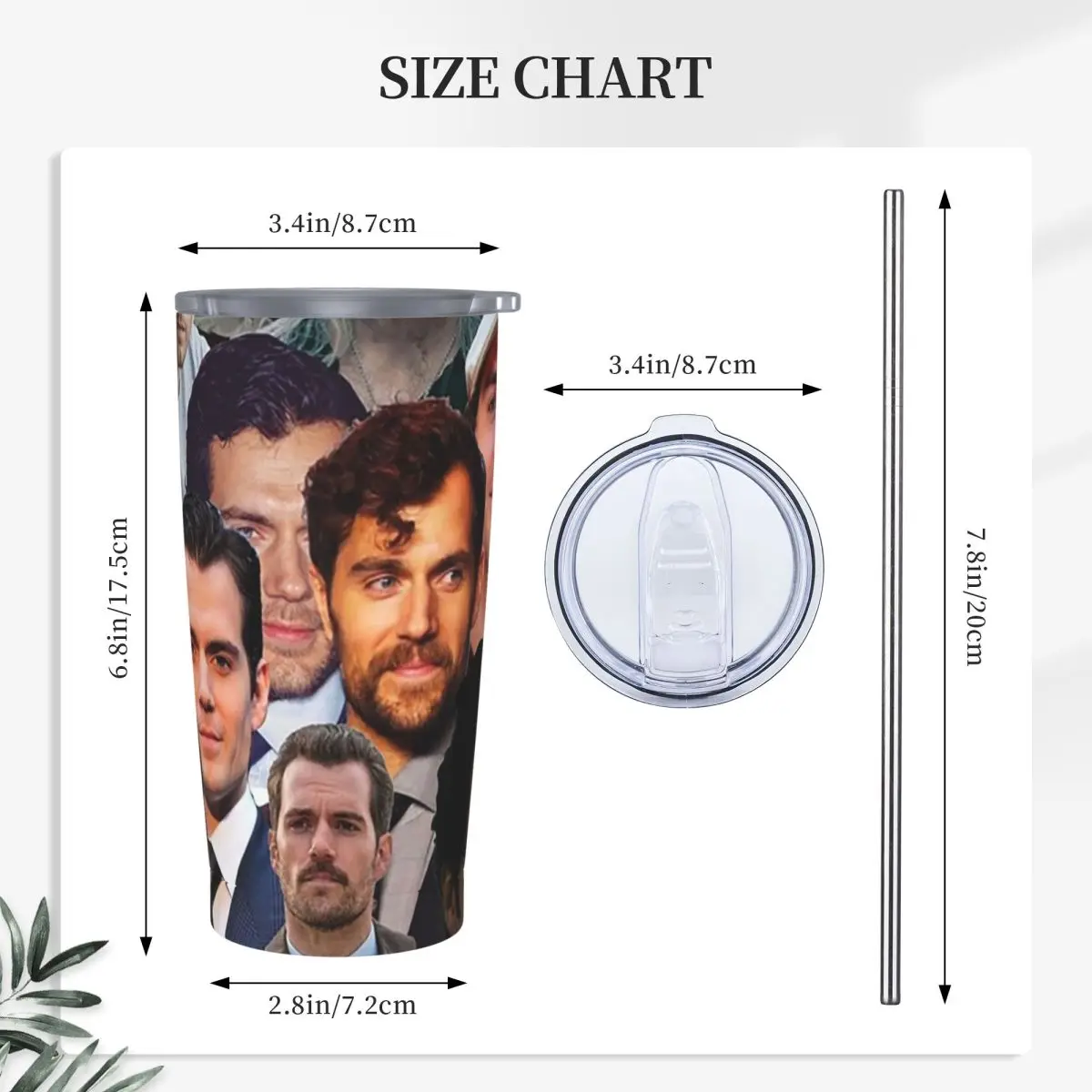 Henry Cavill Photo Collage Stainless Steel Tumbler Vacuum Insulated Mugs Thermal Cold Bottle Straws With Lid 20oz