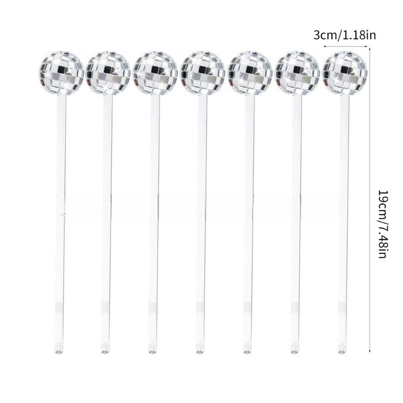 12pcs Coffee Stirrer Discos Ball Glittered Cocktails Stirrers Swizzle DXAF