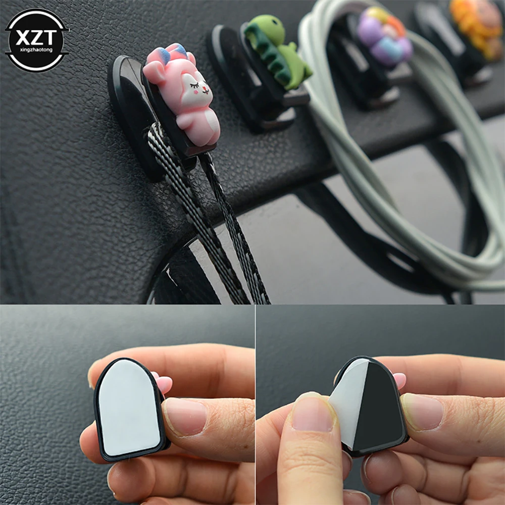 Car Mini Hook Creative Cute Multifunctional Sticky Cartoon Hook Can Hang Headphone Cable Data Cable Mask Shopping Bag