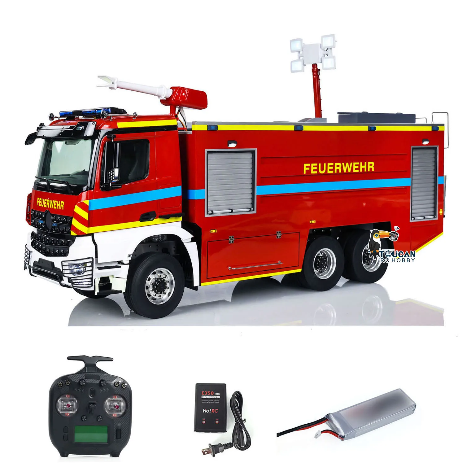 6x6 1/14 RC Fire Truck RTR Remote Control Painted Assembled Sound Light System 2-speed Transmission Vehicles Model Toy