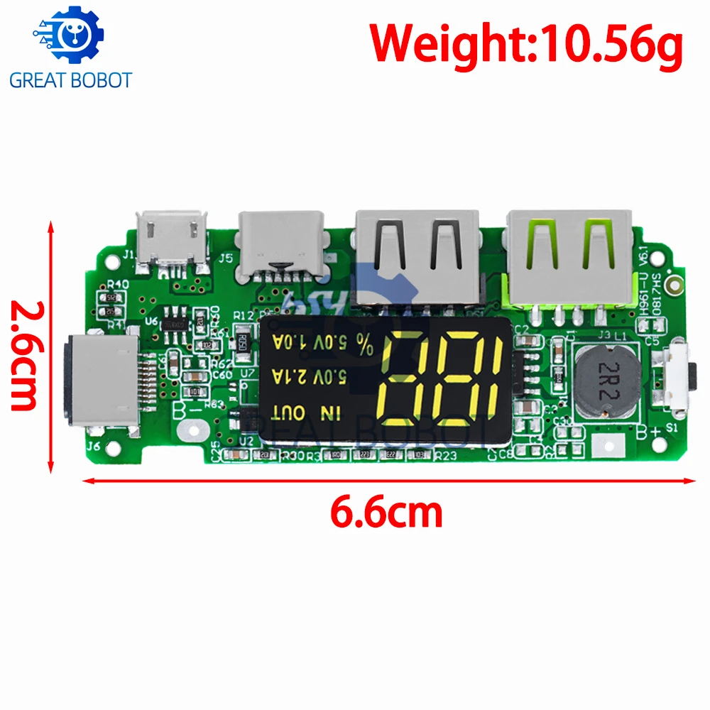 LED Dual USB 5V 2.4A Micro/Type-C USB Mobile Power Bank 18650 Charging Module Lithium Battery Charger Board Circuit Protection