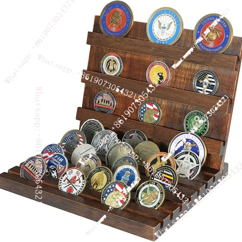 Silver Coin Display Stand Wooden Challenge Silver Coin Stand Multi-occasion Wooden Challenge Silver Coin Display Stand