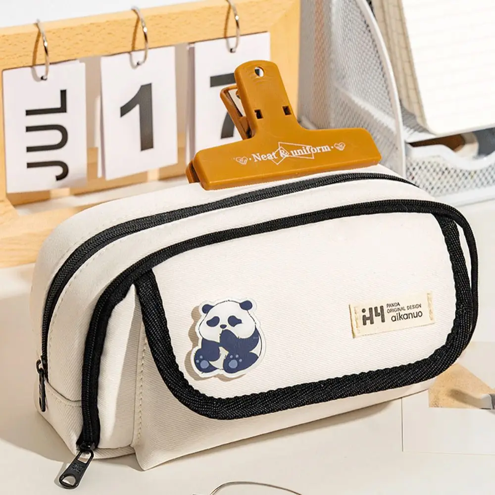 Simple Cartoon Pen Bag Large Capacity Polyester fibre Pen Storage Bag Pencil Case Student
