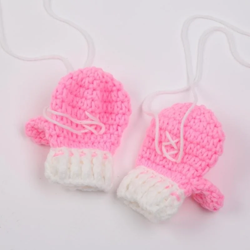 J15U 2Pcs/Set Newborn Photography Props Infant Crochet Knit Boxing Clothes Gloves And Pants Suit Baby Photo Costume