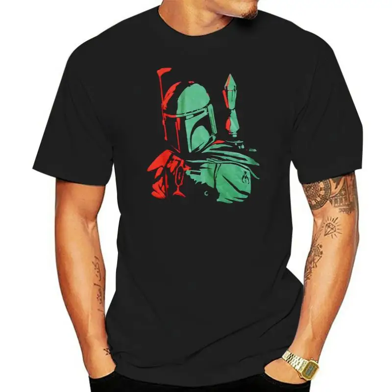 Boba Fett Bounty Hunter Black T-shirt size Medium Design Short Sleeve Tee Shirt