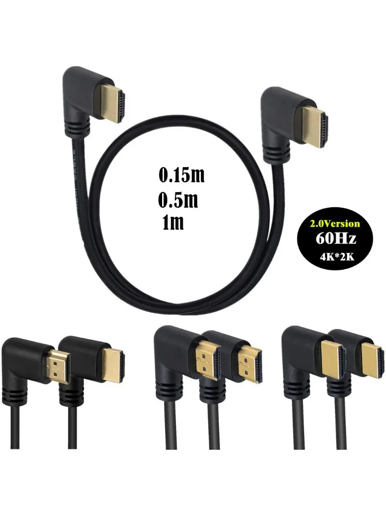 HDTV2.0 4K 3D Dual HDMI-kompatibles 90-Grad-Links-Winkel-HDTV-Stecker auf Rechts-Winkel-HD-Stecker HDTV-Kabel für DVD PS3 PC
