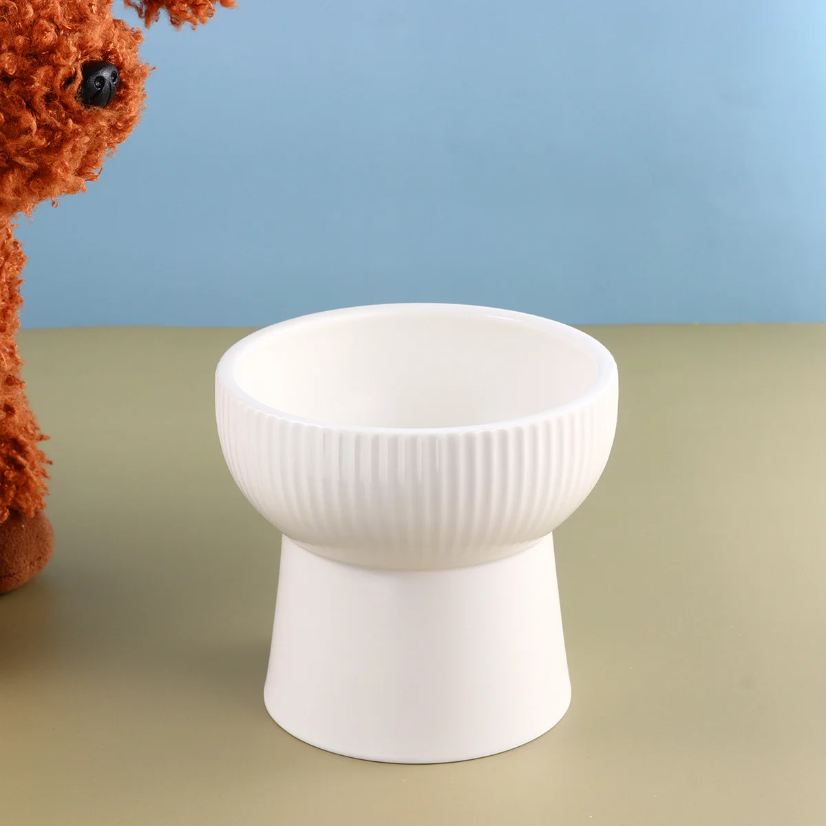 

1Pcs Eco-Friendly Ceramic Pet Bowl High Feet Durable Easy to Clean for Cats Dogs Food Water White Pet Feeder High Feet Feeder