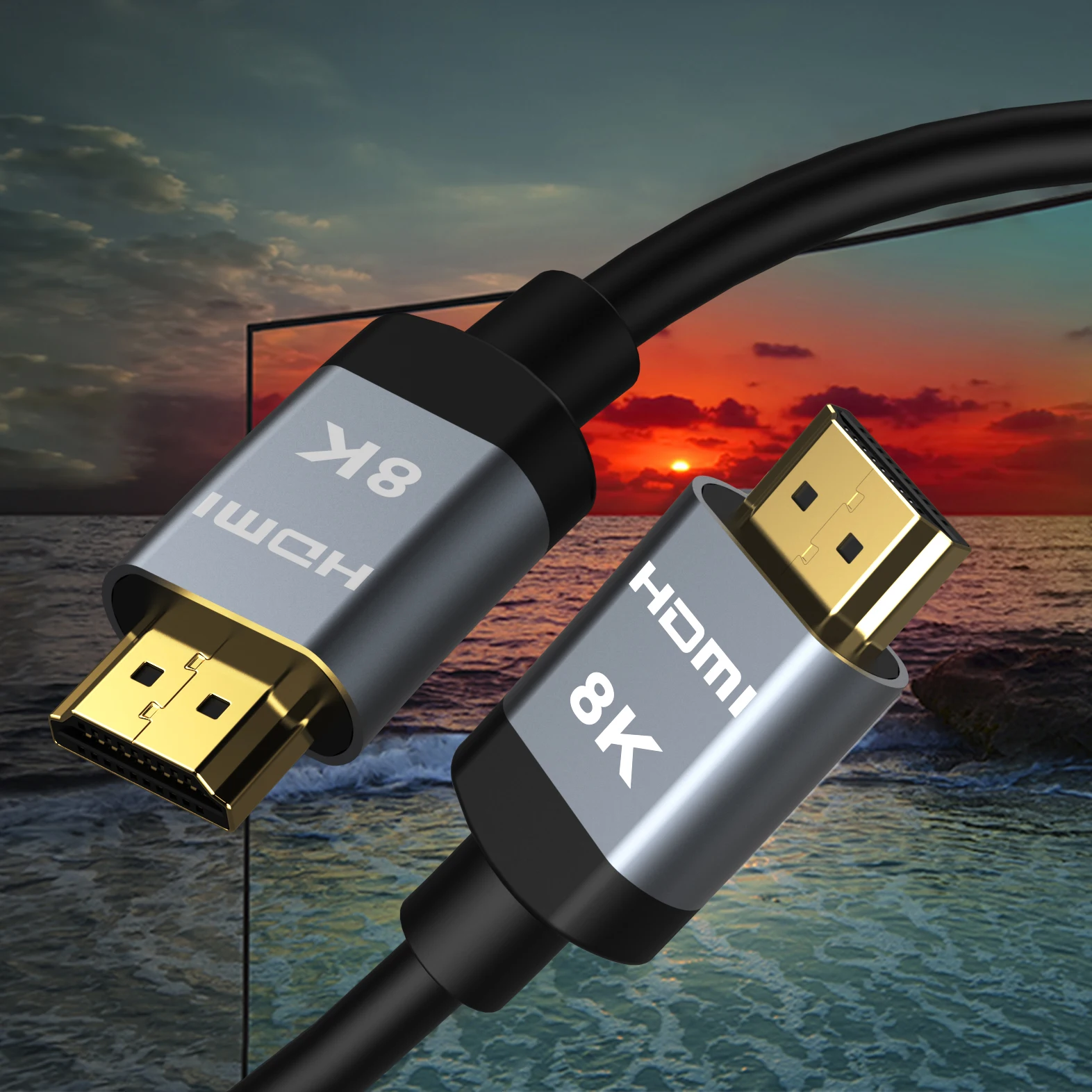 Long 8K HDMI 2.1 Cables, 48Gbps , High Speed Braided Cord-4K@120Hz 8K@60Hz, Compatible With Roku TV/PS5/PS4/HDTV/RTX 3080 3090