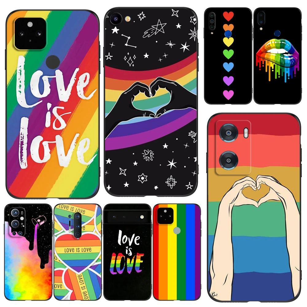 Black Tpu Case For ZTE blade A3 A5 A7 2019 A31 lite plus A51 A71 A7S V2020 L210 L8 smart vita 2022 v30 Love Rainbow Heart