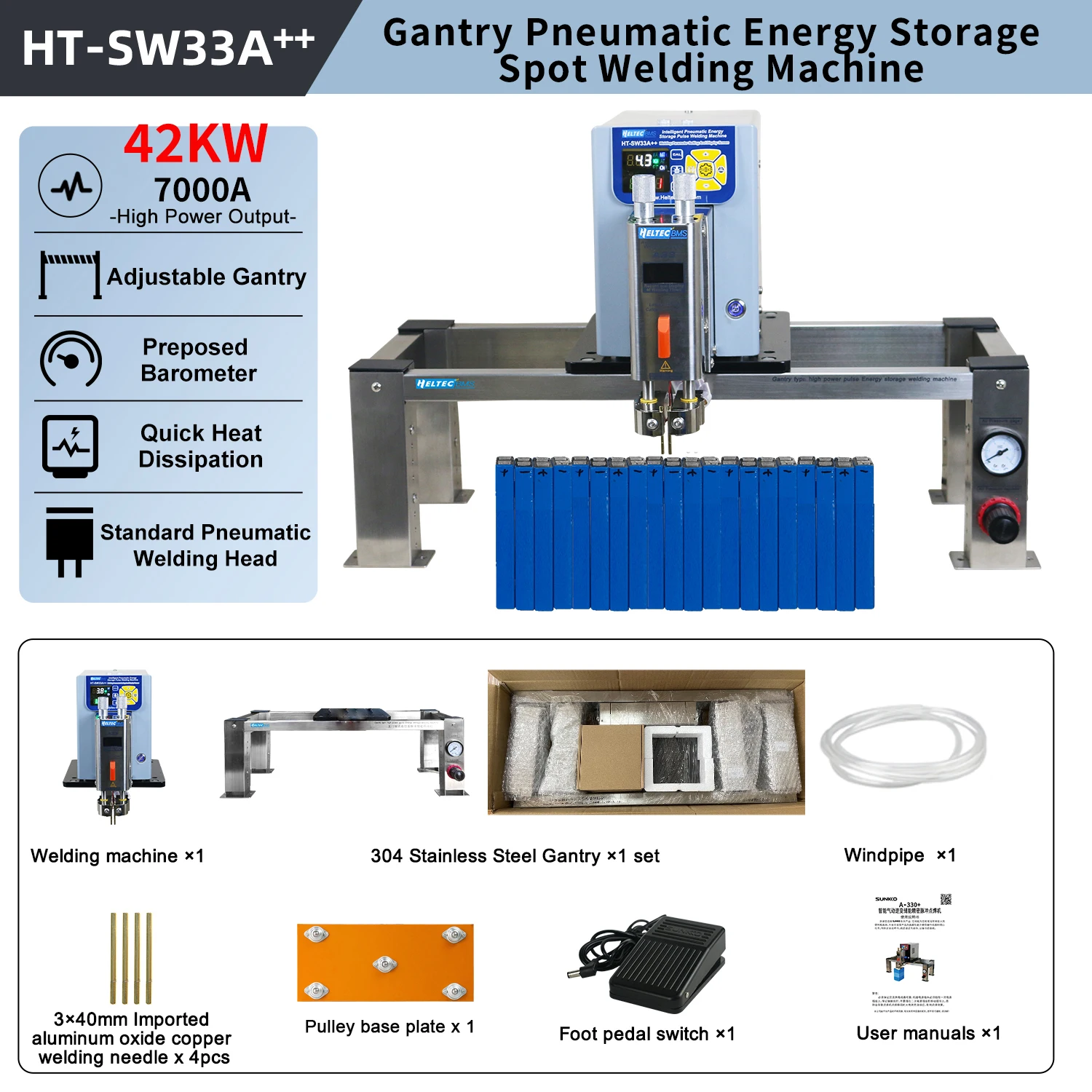 HeltecBMS 27KW 42KW 7000A batteria al litio saldatrice a punti Penematic press down saldatrice a punti ad alta potenza accumulo di energia