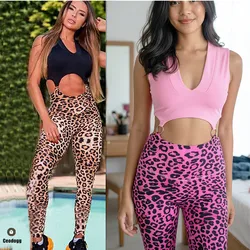 QK Pad Seperate Mental Yoga Set Scrunch Leopard One Piece Jumpsuits Women Bodycon Workout Legging Gym Fitness Active Wear XP90