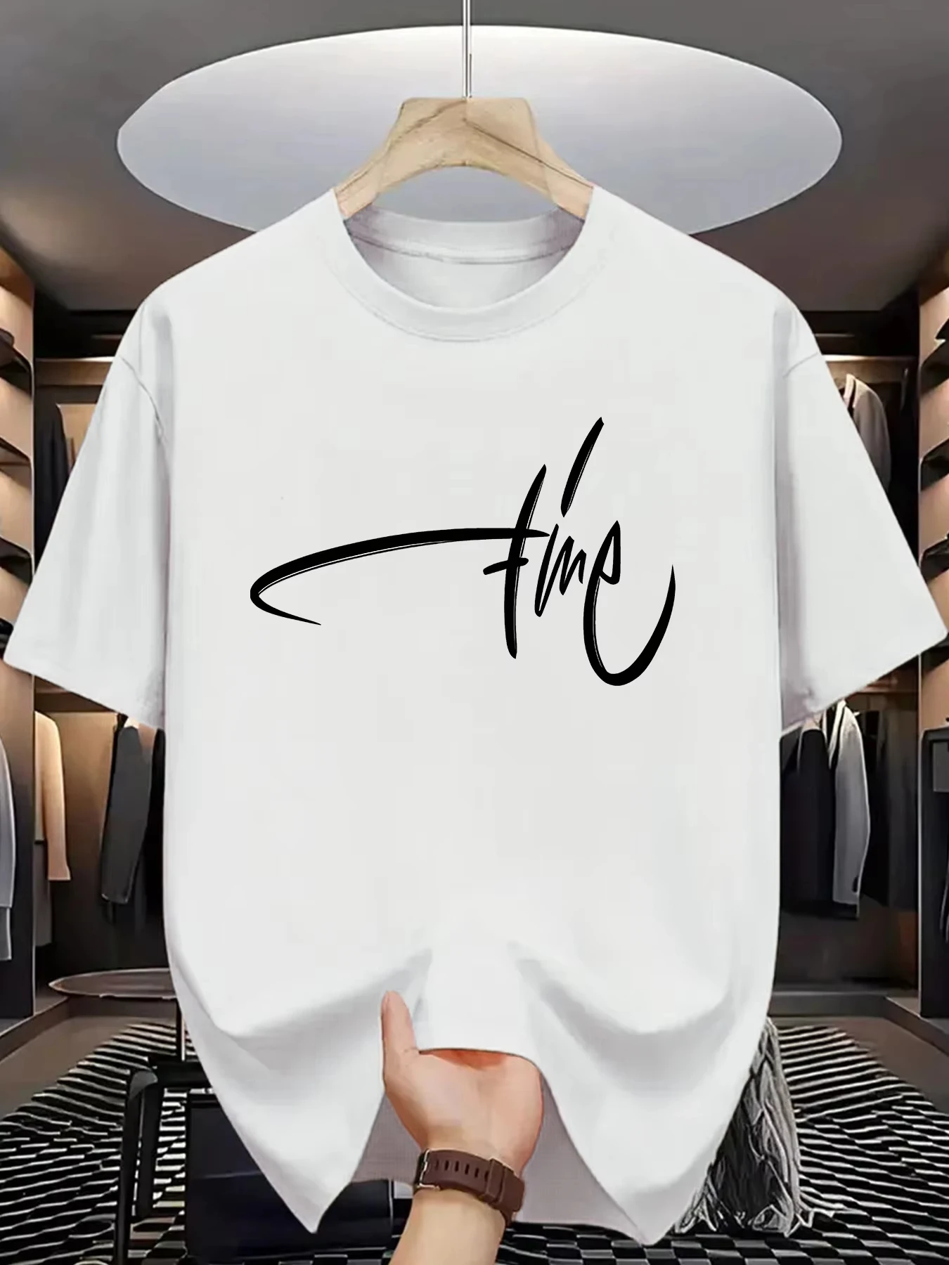 Unisex Fine Cursive Letter Graphic T Shirt Minimal Handwritten Text Print Short Sleeve Crew Neck Casual Basic Daily Tee