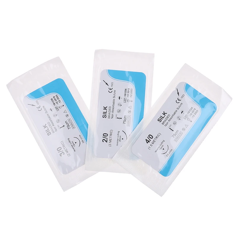 12PCS Dental Surgical 75cm 3/0 4/0 5/0 Medical Needle Suture Thread Suture Practice Kit Teaching Demonstrations Exercises