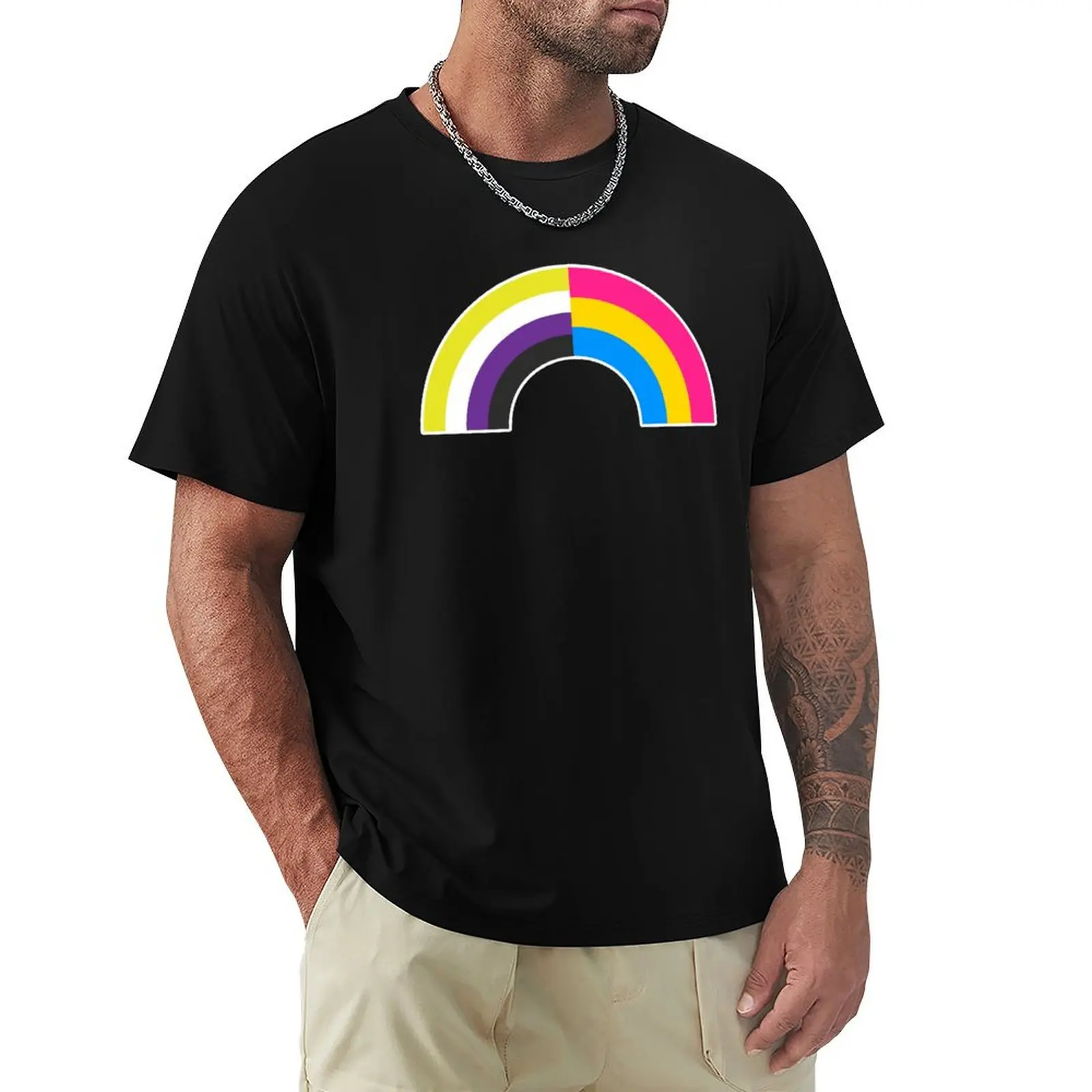 

Non-Binary Pan Rainbow T-Shirt Funny t-shirt cotton graphic tees Luxury man anime shirts men