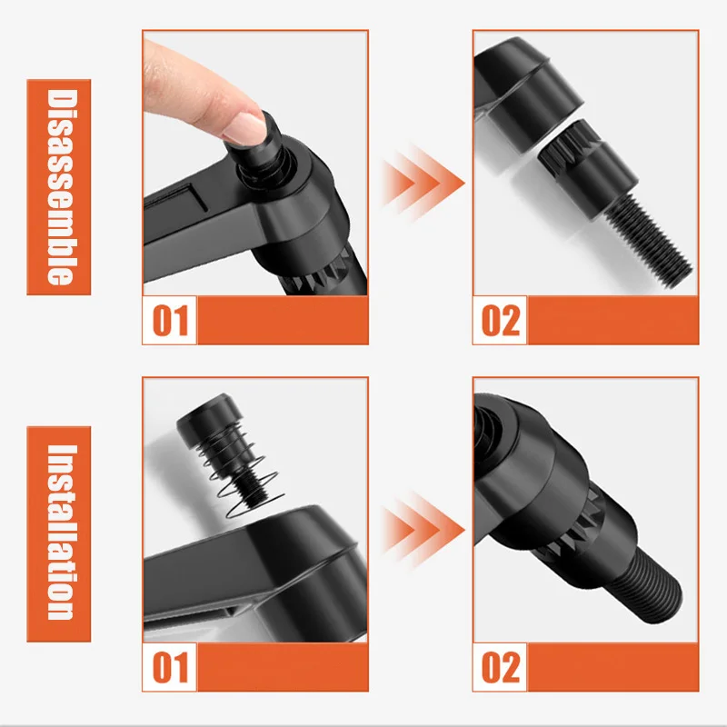 M4 M5 M6 M8 M10-M16 Adjustable Position Set Screw 7 Shape Ratchet Handle L Type Quick Self Lock Wrench Rotating Hand Twist Bolt