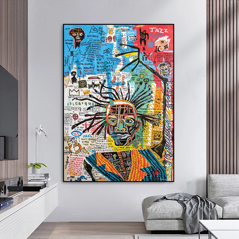 

Abstract Graffiti Art Jean Michel Canvas Paintings Poster and Prints Wall Art Pictures for Living Room Home Decoration