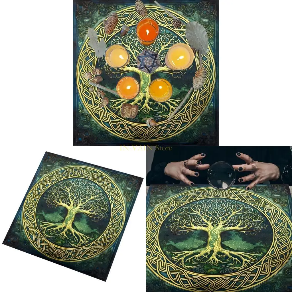 

M5TC Tarot Tablecloth Tree Pattern Astrology Altars Cloth Divinations Card Table Cloth Tapestry Witchcrafts Supplies