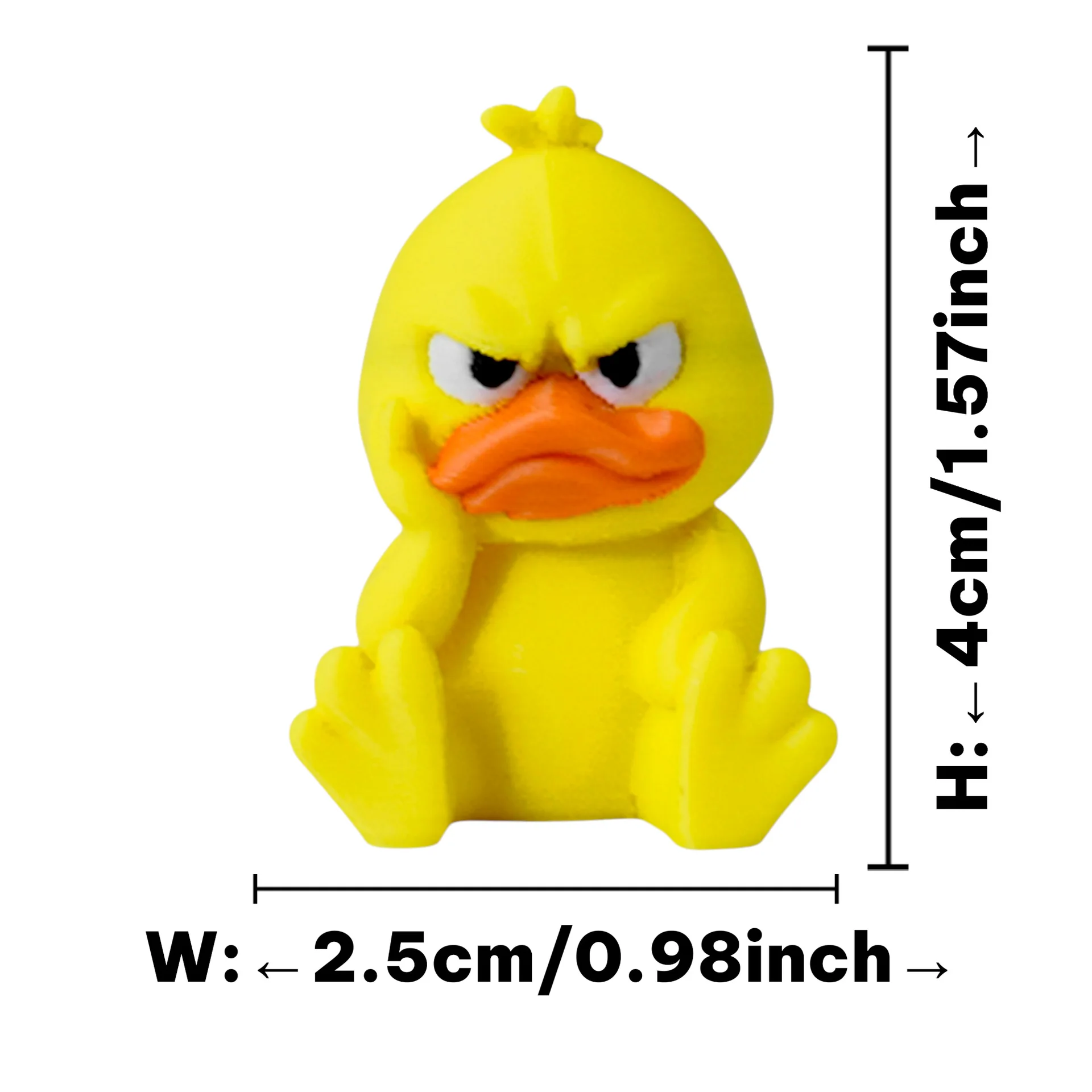 귀여운 우울한 불행한 작은 노란 오리 3D 프린팅 장난감 시뮬레이션 애완 오리 장난감 모델 가정 사무실 책상 장식품 선물
