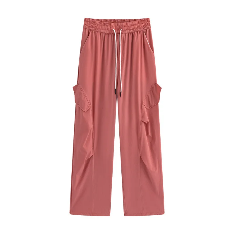 Calças de perna larga cintura alta fenda das mulheres inverno dupla camada relaxado ajuste punk grunge streetwear calças highstreet respirável ol