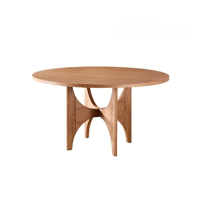 

Simple Living Room Chinese Dining Table Modern Light Luxury Creative round Dining Table Solid Wood