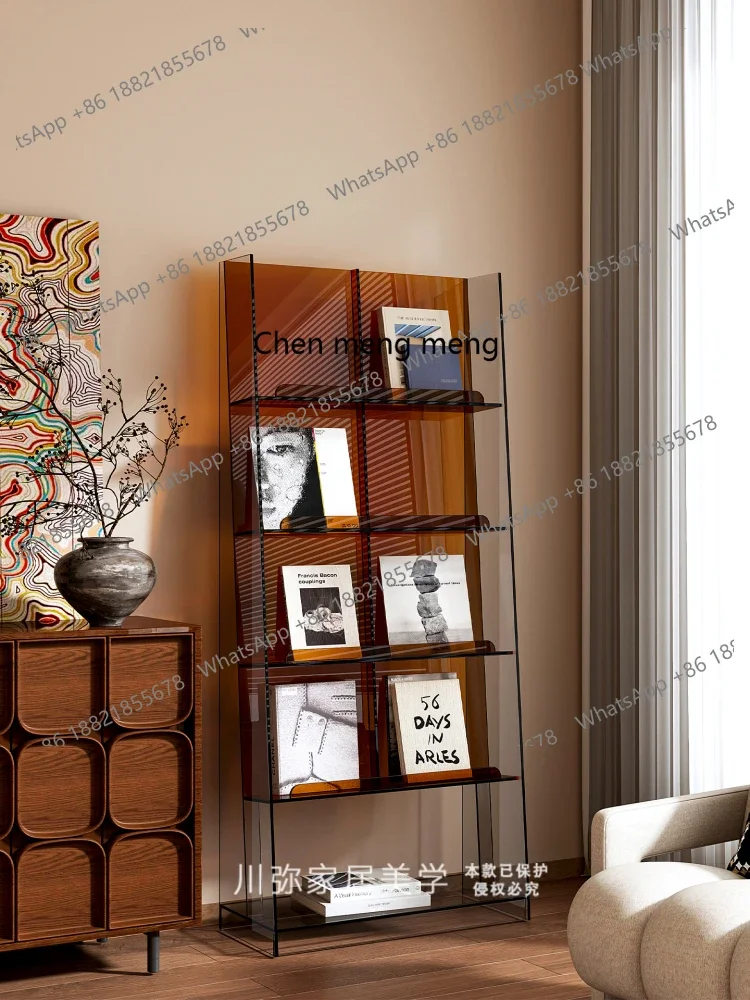 

Acrylic magazine rack Floor-to-ceiling bookshelf Light luxury shelf Living room display rack