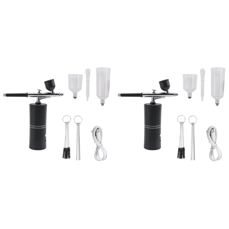 

A74E-2X Комплект аэрографа с компрессором Перезаряжаемый беспроводной набор аэрографов высокого давления без засорения