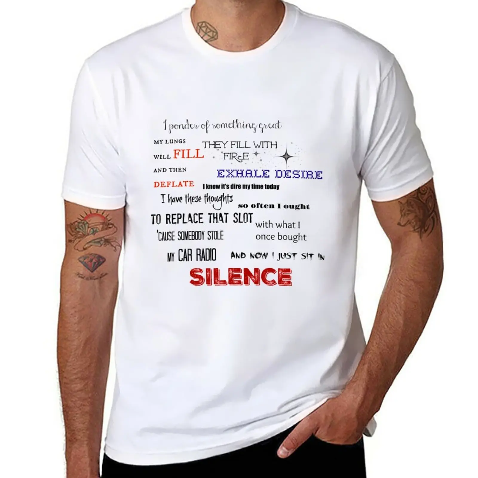 New Car radio lyrics T-Shirt shirts graphic tees tees boys white t shirts Men's t-shirt